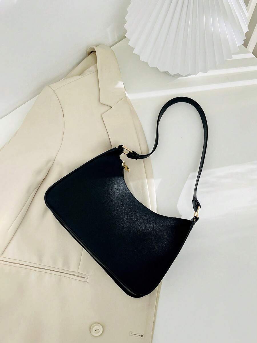 极简时尚单肩腋下法棍包 - 黑色 - 查看 1