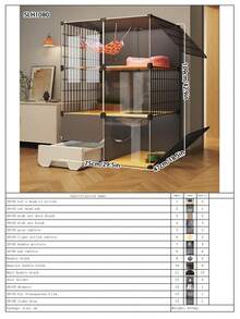 Multi-Layer Transparent Cat Cage With Drawer Litter Box, Easy To Clean Detachable Assembly Cat Villa House - Multicolor - View 15