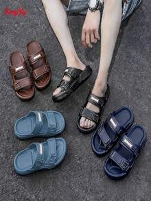 Sandalias Deportivas para Hombre Chanclas Deportivas Ergonómicas Antideslizantes de Moda Cómodas para Caminar Playa Piscina Uso Interior y Exterior Todo el Día - Azul Marino - Ver 2