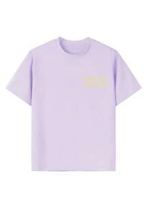 Tween Girls' Casual Funny Print Crew Neck Short Sleeve T-Shirt, Summer Top - Mauve Purple - View 7