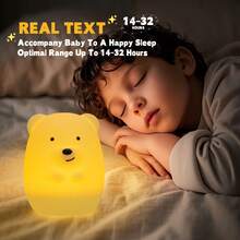 儿童夜灯，LED夜灯，小熊儿童灯，便携式LED可充电婴儿幼儿卧室夜灯，硅胶兔子可调光婴儿房夜灯，护眼，亮度及颜色可调，定时设置，触摸控制及遥控，可爱房间装饰，可爱礼物 - 白色 - 查看 7