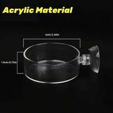 Mini Acrylic Shrimp Feeding Bowl, Aquarium, Reptile Feeding Bowl With Suction Cup - Clear - View 2