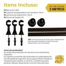 Varão de Cortina 2m 2 Metros 19mm Metal Para Sala Quarto Escritório Cozinha Kit Fácil Instalação - Marrom - Visão 3