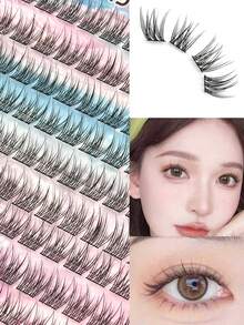 156片11-13毫米自然卷曲交叉柔软可重复使用假睫毛，适合日常佩戴、婚礼、约会、派对、音乐节和其他场合。 - 查看 3