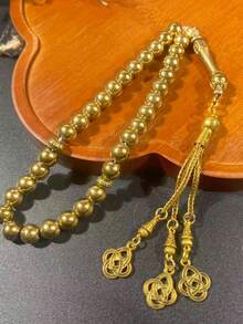 33 Beads 8mm Black Agate Rosary Bracelet, Arabic Style, Middle Eastern Design - Multicolor - View 5