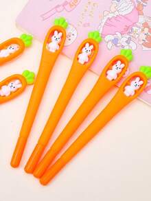 5pcs Creative Animal Fashion Rabbit Black Neutral Pens, Rotating Rabbit Vegetable Pens, Student Learning Stationery Neutral Pens - Rabbit Vegetables - View 8