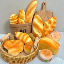 1个慢回弹可挤压减压玩具，逼真面包/甜甜圈/吐司片创意玩具 - 米色 - 查看 2