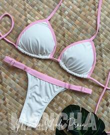 ✨Cotton Candy String Bikini In Polyamide – Comfort And Style ✨ - White Ribbon Pink Baby - View 2