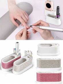 Multi-Functional Nail Drill Holder & Polishing Pen Organizer, Nail Drill Bit Storage Box With 8 Slots, Manicure Nail File & Grinder Head Stand - Multicolor - View 1