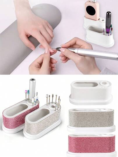Multi-Functional Nail Drill Holder & Polishing Pen Organizer, Nail Drill Bit Storage Box With 8 Slots, Manicure Nail File & Grinder Head Stand