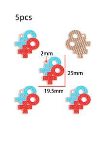 5件情人节粉色心形饰品配件，DIY手链、钥匙扣、项链吊坠，合金滴油吊坠 - 滴油情人節 - 查看 9