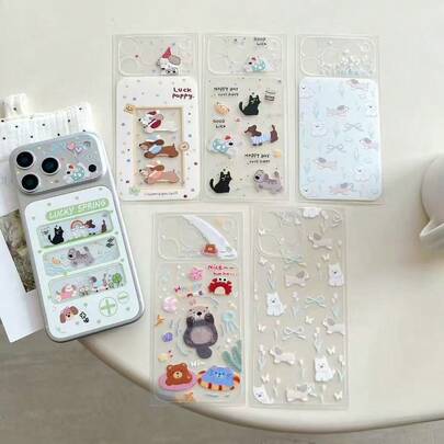 Pegatina de teléfono con diseño de mascota de dibujos animados, adecuada para iPhone 17 Pro Max, sin residuos, fácil de reemplazar, estilo lindo