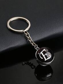 26pcs Alphabet Glass Ball Keychain, Time Gem Double-Sided Pendant Keyring, Metal Key Chain Accessory, Small Gift - Black - View 15