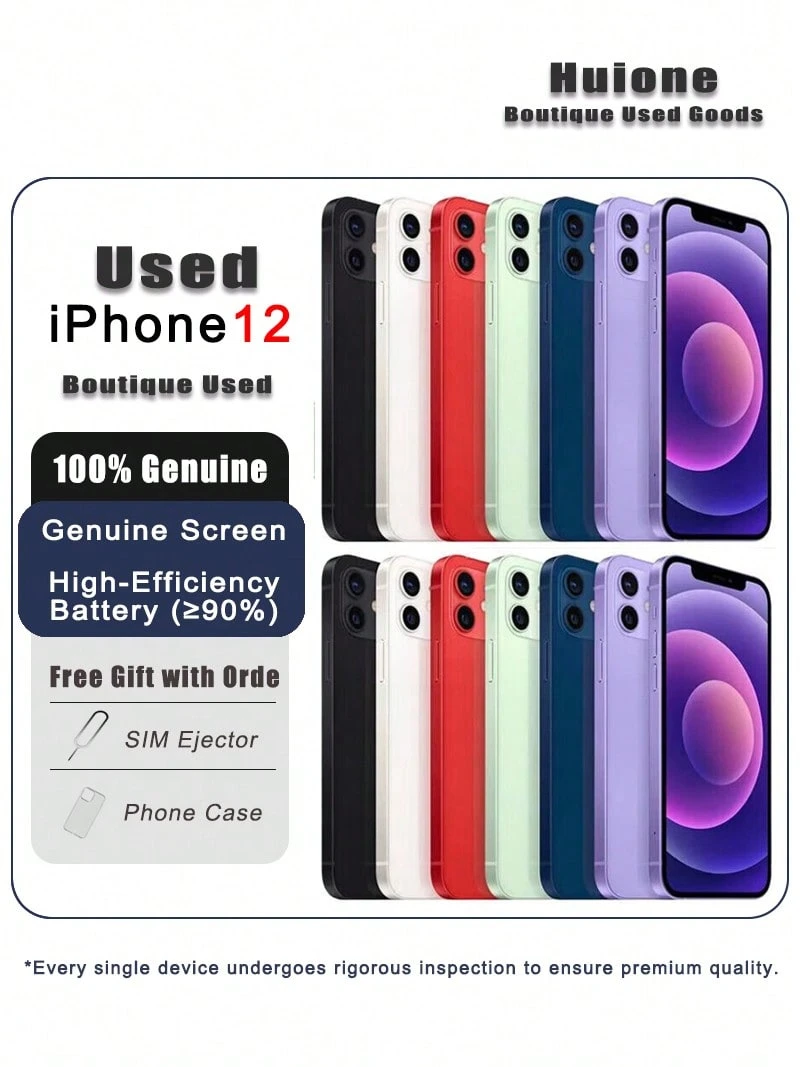 Apple 二手蘋果 iPhone 12 智慧型手機，雙卡雙待 4G，95% 新，原廠螢幕和高效電池（≥90%） - 多色 - 查看 1