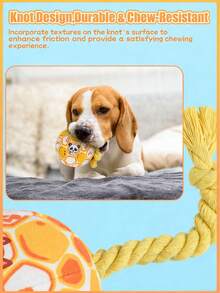 3-In-1 Plush Squeaky Ball Chew Toy, Interactive Voice Toy For Small/Medium Dogs, Dental Care & Intelligence Development Pet Toy, Bright Yellow Spring/Easter Gift - Multicolor - View 4