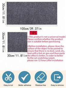 1pc Self-Adhesive Cat Scratching Pad, Protects Walls, Carpets, Sofas And Furniture, Suitable For Cat Scratching Posts - Random Color, 15.7in*78.74in (40cm*200cm) - View 3