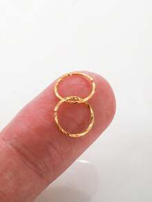 2pcs 925 Sterling Silver Twisted Nose Ring, Gold Color 8mm Hoop Earrings, 22G Piercing Jewelry - Gold - View 1