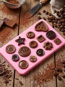 1pc/2pcs Button-Shaped Soft Candy Mold, Mini Silicone Mold, Including Starfish-Shaped, Flower-Shaped, Heart-Shaped And Round Soft Candy Chocolate Molds - View 11