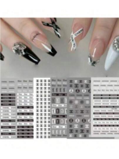 6 Pieces Of Nail Stickers, High-Quality Japanese-Style Letter And Bow-Shaped Nail Decoration Stickers, Self-Adhesive Nail Stickers, Cute And Fresh-Style Nail Stickers, Suitable For Elegant And Simple Nail Designs. Ultra-Thin Waterproof Nail Decoration Stickers, Easy To Adhere And Remove, Suitable For Nail Glue, Nail Materials And Press-On Nails. Fashionable Letter Nail Stickers With Bow Designs, Suitable For DIY Nail Decoration, Suitable For Daily Wear, Party Nails, Wedding Nails, Festival Nail