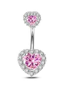 1 pieza Elegante y sexy joyería de piercing de acero de titanio para el ombligo, anillo para el ombligo dulce y fresco con forma de corazón y strass, joyería corporal para mujer - Multicolor - Ver 13