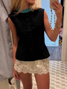 Women's Boho Lace Trim Satin Silk Shorts Shiny Elastic Waist Mini Shorts Pettipants Half Slip Shorts French Knickers Boyshorts For Dresses Full Coverage Underwear Lounge Pants - 香檳色 - 查看 5