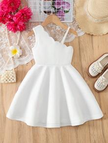 BASUSARRI Abito da ragazza con stampa floreale, stile vacanziero, con spalla asimmetrica, elegante e versatile per vacanze e uscite estive, abito lungo da ragazza per l'estate - Bianco - Visualizzare 4