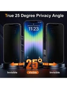 Yezodawee Película de privacidad antirreflectante y resistente a los golpes, protector de pantalla de vidrio templado mate de privacidad 9H, película de vidrio templado mate de privacidad antirreflectante, protector de pantalla de vidrio mate antihuellas de 2.5D, protector de pantalla de vidrio mate antirreflectante compatible con iPhone 16ProMax/16Plus/iPhone15ProMax/14/13/12/11/XR/X/XS/7/8, regalo de cumpleaños de primavera - Negro - Ver 3