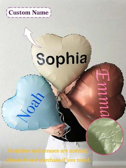 1pc Customizable Matte Foil Heart Balloon, Personalized Name, Elegant Heart Balloon, Valentine's Day Balloon, Personalized Birthday Balloon, Custom Balloon, Self-Designed Balloon, High Quality, Cute, Fashionable, Customized, Unique, Personalized, Ideal Gift For Him, Ideal Gift For Friends, Valentine's Day Gift, Anniversary, Birthday, Housewarming, Valentine's Day, Graduation, Kitchen, Dining Room, Bedroom, Office, Living Room, Home, Garden, Tea Room, Create A Warm Atmosphere
