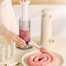 1 pieza Embutidora manual de salchichas con 4 embudos diferentes - Embutidora de salchichas con manivela, herramienta de relleno de salchichas para la cocina del hogar, molinillo de carne de plástico duradero para salchichas caseras, sin necesidad de electricidad, fácil de usar y limpiar, disponible en 2 colores - Multicolor - Ver 1