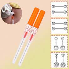 Kit de perforación de pezón o kit de perforación de ombligo - Agujas de perforación y set de pinzas de acero inoxidable 14G - Ver 1