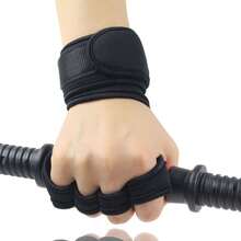 1 Pair Of Pull-Up Glove Set, Secure Finger Holes, Textured Non-Slip Grip For Chin-Up Bars, Gymnastics, Circus Training, Aerial Or Pole Fitness - Black - View 5