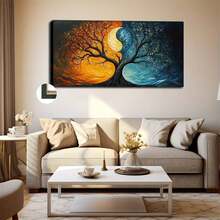 2D Flat - 1pc Large Framed Canvas Wall Art | Posters & Prints | Painting | Large Modern Yin Yang Wall - Framed Oil Painting Canvas With Yin Yang Symbol, Minimalist Chinese Balance Symbol, Horizontal For Living Room, Bedroom, Office Decor - 50x100cm/20x40Inch Ink Canvas In Frame - 111 - View 7
