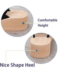 Sandales compensées élégantes et romantiques de style classique européen et américain pour femmes, en beige, adaptées aux fêtes en plein air, aux pique-niques printaniers et aux vacances à la plage. Sandales compensées à bout rond avec bride élastique, style décontracté aristocratique français, confortables et respirantes. Hauteur de talon de 5 cm. - Kaki - Voir 6