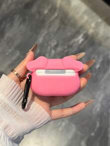 1pc Cute Silicone Bow & Pig Style Earphone Holder - Pink - View 2