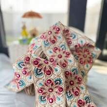 Elegant High-End Embroidery, Exquisite Floral Patterns, Lace Decoration, Shiny Golden Threads, Fuchsia Fabric With Sequins, Suitable For DIY Sewing And Knitting Crafts - Elegant Style - View 7