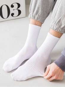 10 đôi tất đơn giản màu đen trắng, thoải mái và đa năng, phù hợp cho công sở, thể thao, mùa thu/đông, tất đôi unisex, món quà tuyệt vời cho ngày Valentine. - Nhiều màu - Xem 6