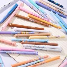 35pcs Random Animal Shaped Erasable Pens, 0.5mm Blue Erasable Ballpoint Pens, Includes 20 Refill Ink Cartridges, Suitable For Students Back To School Season - Sets - View 4