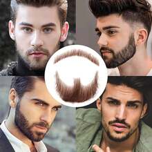 Realistic Human Hair Goatee Fake Beard For Halloween Party - Dark Black - View 7