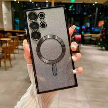 Glitter Luxury Magnetic Case For Galaxy S24 S23 S22 S25 Ultra Plus S25 FE Wireless Charging Cover,For A05 A15 A35 A25 A14 A17 A24 A34 A54 A26 A36 A16 A06 A25 5G TPU Shell, Suitable For Gift Idea For Women Men - Black - View 6