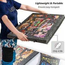 A Seven-Piece Puzzle Toy Set, Equipped With A Foldable Stand, Protective Cover, And Storage Tray - A Six-In-One Puzzle Table Board With 6 Drawers, A Portable Puzzle Table Board, A Puzzle Board With Integrated Felt, And A Stress-Relieving Toy. - 1500 Pieces Of Dark Gray - View 5