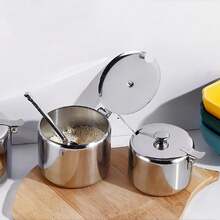 1个带盖带勺不锈钢糖罐/调味罐/餐具调料罐 - 彩色 - 查看 2