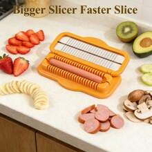 Hot Dog Slicer, Sausage, Banana Peel Egg Cutter Chopper, Quick & Convenient Kitchen Tool - Coral Orange - View 1