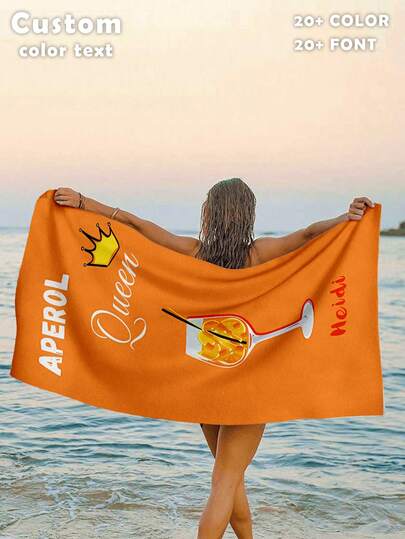 1pc Customized Ocean Beach Towel, Personalized With Name, Suitable For Girls/Boys Beach Towel, Outdoor Beach Travel Swimming Fitness Yoga, Beach Accessories, Customized Beach Towel Gift For Friends, Available In Multiple Sizes
