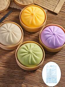 1个逼真蒸包造型的解压捏捏乐玩具，搞笑礼物，装饰品，完美解压玩具，附赠随机颜色礼品袋，柔软Q弹 - 彩色 - 查看 2