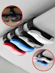 4 piezas Soporte para gafas de sol de visera de coche - Gancho para gafas con ranura para tarjeta/boleto, Almacenamiento universal para gafas, boleto de estacionamiento y documentos, Accesorio perfecto para el interior del automóvil - A - Ver 2