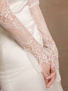 Lace Wedding Dress Sleeves, Soft Lace Hollow Sleeve Cuffs, Bridal Gown Accessories, French Retro Wedding Dress Decor - Multicolor - View 8