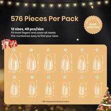 Beetles Soft Gel Nail Tips Short Almond 288pcs In 12 Sizes, Etch-X Pre-Etched Full Cover Acrylic Fake Nails Art - Almond Short 576pcs (Etch X Nail Tips) - View 3