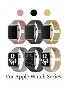 1条米兰尼斯表带，兼容表带38mm/40mm/41mm/42mm/44mm/45mm/46mm/49mm，金属不锈钢表链，兼容 Ultra/Series 11/10/9/8/7/6/5/4/3/2/1SE，男女通用闪亮商务智能手表表带，时尚磁扣表带配件，兼容表带，高级优雅替换腕带，生日圣诞节完美礼物，适合办公室晚宴等场合 - 38/40/41/42(Series 10/11)mm - 查看 3