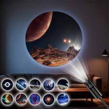 USB LED 星空投影灯 10/6/3 件装，360° 旋转星空图案，USB 供电桌面夜灯，情人节、生日礼物、电脑房装饰的理想之选 - 黑色 - 查看 2