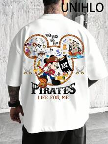 Disney UNIHLO Pattern  Print  Summer Casual Versatile Pure Cotton T-Shirt Suitable For Any Place - trắng - Xem 2